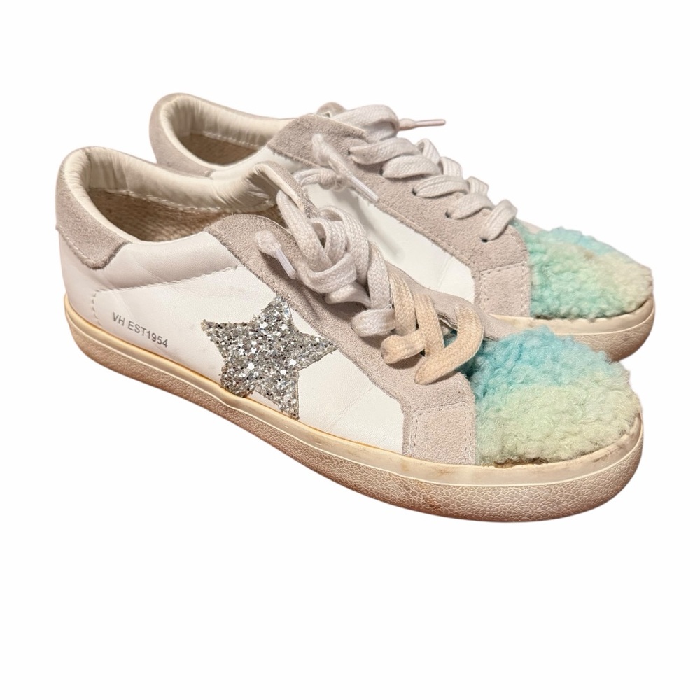 White and Beige Sneakers with Glitter Star